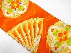 アンティーク　桧扇に華紋模様織り出し袋帯（着用可）